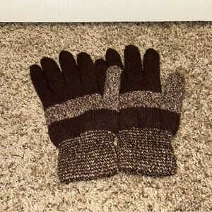 Brown and Tan Knit Gloves